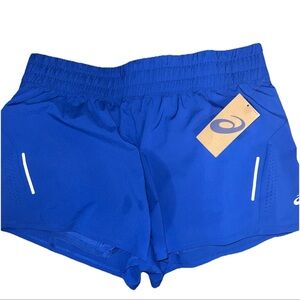 ASICS Women’s 2 In 1 Short  XL Blue  ACSH3225WS5 zippered compartment in back